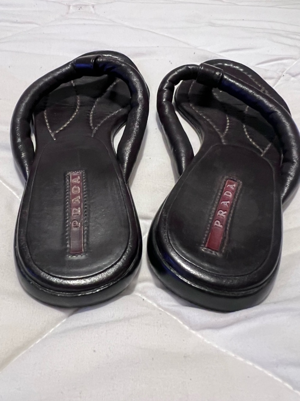 Prada Brown Nappa leather thong sandal - Picture 4 of 9